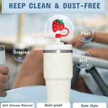 3 件套杯盖和吸管套装，3 件可爱花形吸管盖适用于 30 盎司和 40 盎司玻璃杯，硅胶吸管盖适用于家庭和派对装饰 - 彩色 - 查看 10