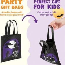 SYNCFUN 32 Non-Woven Halloween Tote Gift Bags Colorful, 6 Patterns Design Trick Or Treat Bags For Halloween Party Favor Supplies, Reusable Goody Candy Bag, Halloween Snacks Goodie Bags