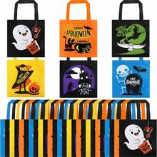 SYNCFUN 32 Non-Woven Halloween Tote Gift Bags Colorful, 6 Patterns Design Trick Or Treat Bags For Halloween Party Favor Supplies, Reusable Goody Candy Bag, Halloween Snacks Goodie Bags