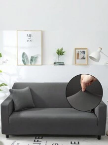 1pc Solid Color Sofa Cover,Includes A Pillow Cover Without A Core Of 42 * 42,Suitable For Living Room, Home - Dark Grey - View 3