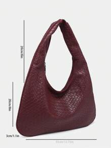 1 件复古简约休闲钩针仿海贝壳仿皮安哥拉红豹纹单肩托特包适合外出、约会、通勤 - 酒紅色 - 查看 7