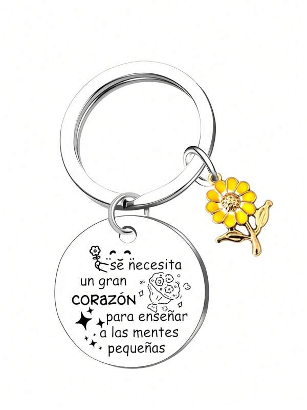 1 pieza Llavero de etiqueta de acero inoxidable como regalo del Día del Maestro, llavero para mochila/coche, regalo de graduación para accesorios de coche del maestro, dije para bolsa, mochila para la escuela