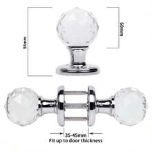 Crystal Door Handles (1 Pair), Solid Crystal Door Knobs 60mm Court Style Crystal Internal Door Handles (No Latch&Lock) & DIY Screw Set For Bedroom Bathroom Living Room - Silver - View 3