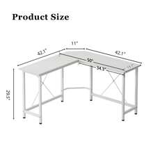 Soges L Shaped Office Desk, L Computer Desk Corner Desk, 42 Inches L Shape Desk For Home Office, Sturdy Writing Desk Workstation Gaming Table - White - View 2
