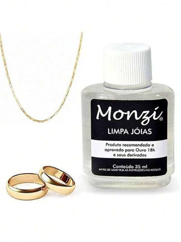 Limpa Jóias Ouro Puro 18K Monzi 35ml Original Liquido Limpador Limpeza Profunda