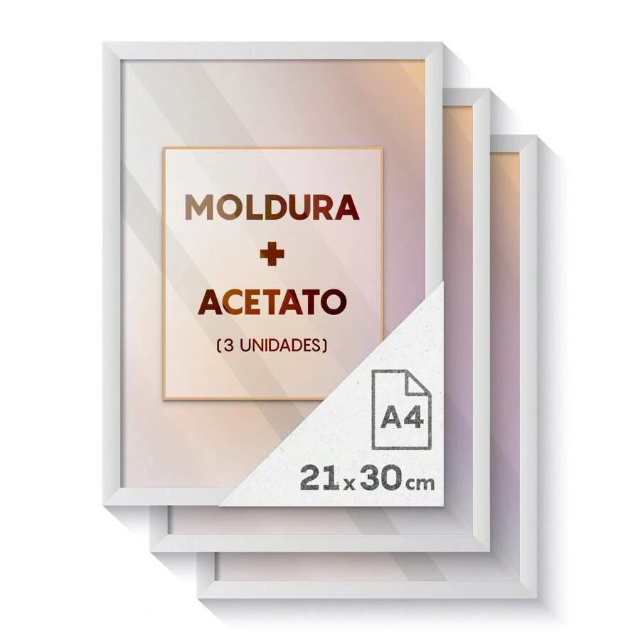 Kit 3 Frames For Decorative Certificate A4 Acetate Frames Documents Diploma Poster - 白框 - 查看 1