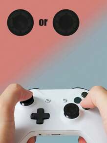 4 件黑点控制器操纵杆拇指握把帽，兼容 PS4、XBX、XB360、XBX Elite - 黑色 - 查看 4