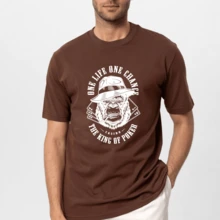 T-Shirt Round Neck Shirt New Release 100% Cotton Poker King Basic T-Shirt Comfortable Spring Summer High Quality High Quality - 鏽棕色 - 查看 1