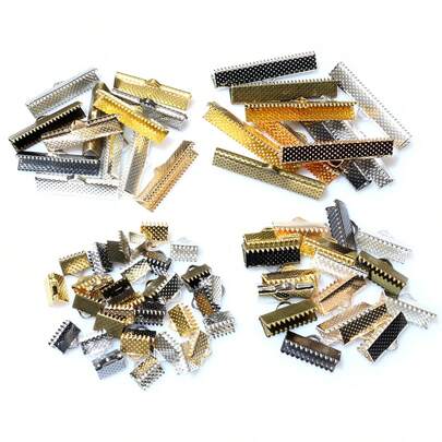 50pcs Cove Clasps Cord Ribbon Ends Caps String Ribbon Leather Clip DIY Jewelry Making Supplies For Necklace Bracelet Connector Findings