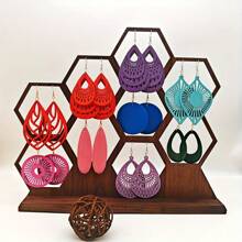 9pairs/Set Colorful Wooden Pendant Earrings, Elegant And Simple Style Earrings For Fall And Winter