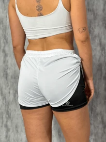 Women's 2 In 1 Shorts Men's Gym Running Workout Shorts With Elastane - Baby Blue - View 7