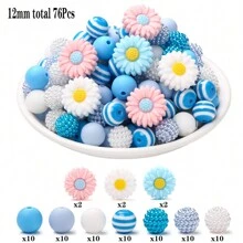 76pcs 12mm Small Daisy Flower Silicone Beads For DIY Jewelry Making Of Necklace, Bracelet, Keychain, Anti-Lost Wristband Valentines