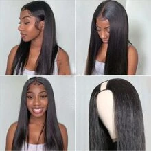 Straight V Part Wig Glueless Straight V Part Wig Human Hair For Women 200% Density V Shape Wigs Human Hair Glueless V Shape Wigs No Leave Out Natural Color Suitable For Parties Dinners Daily Life Travel Etc - Natural Black - 查看 9