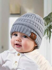 1pc Kids Star Pattern Knitted Beanie Hat, Warm Winter Round Top Cap - 1PC - View 2