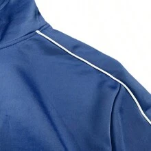 Men's Contrast Pipe Side Stripe Solid Color Zip Up Track Jacket Activewear Top - Màu xanh lam - Xem 3