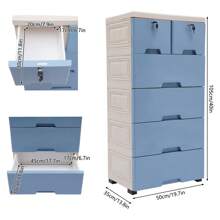 YUNRUX Drawer Storage Cabinet - Blue - View 2