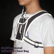 Mochila de corrida mini para homens e mulheres - refletiva, alta visibilidade de 360°, acomoda acessórios e qualquer iPhone, Android, iPad Mini - equipamento leve e ajustável para condicionamento físico, caminhada, ciclismo, trilhas e muito mais!