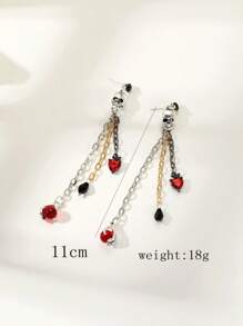 1 Pair Gothic Dark Skull Claw Tassel Pendant Earrings, Halloween Party Jewelry - Silver - View 2