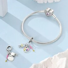 925 纯银艺术调色板画架吊坠适合原创手镯项链奢华珠宝新设计吊坠珠子 DIY 爱好女士礼物 - 銀色 - 查看 4