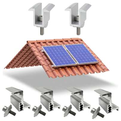Kit Fixador Grampo Final e Intermediário Linha C Para 02 Placas Painel Solar Alumínio e Inox | Perfil Master