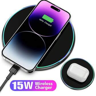 Chargeur sans fil rapide, Bloc de charge sans fil 15 W max compatible avec 16/15/14/13/12/SE/11/11 Pro/XS Max/XR/X/8, ; Tapis de charge sans fil pour Galaxy S23/S22/Note, convient pour le bureau, le dortoir et la maison