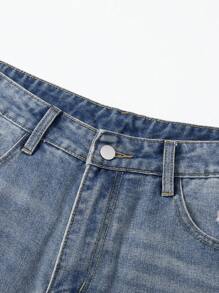 2022 新款秋季男士时尚宽松复古喇叭腿牛仔裤 - 藍色 - 查看 4