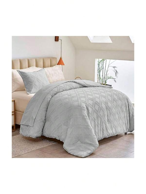 Juego de Funda Duvet para Edredon Individual con 1 Funda para Almohada, Ultra Suave Microfibra, Rombos