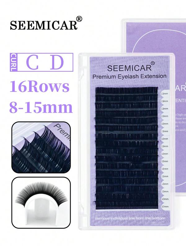 Cílios postiços SEEMICAR 16 fileiras C 0,07 de espessura 16 fileiras C D DD Curl individuais Faux Mink Matte Extensão Natural Macio Premium Clássico Volume Cílios postiços