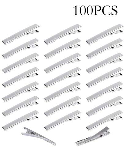 50个/20个银色5.5厘米/2.16英寸锌合金锯齿方形发夹，可爱Y2K风格，简约优雅，适合女性日常装饰、化妆、沐浴、通勤、DIY、度假、旅行、上学、大学、派对、节日、送礼，发夹，发卡，发饰，女士发饰，头部饰品，发卡，夏季，假日