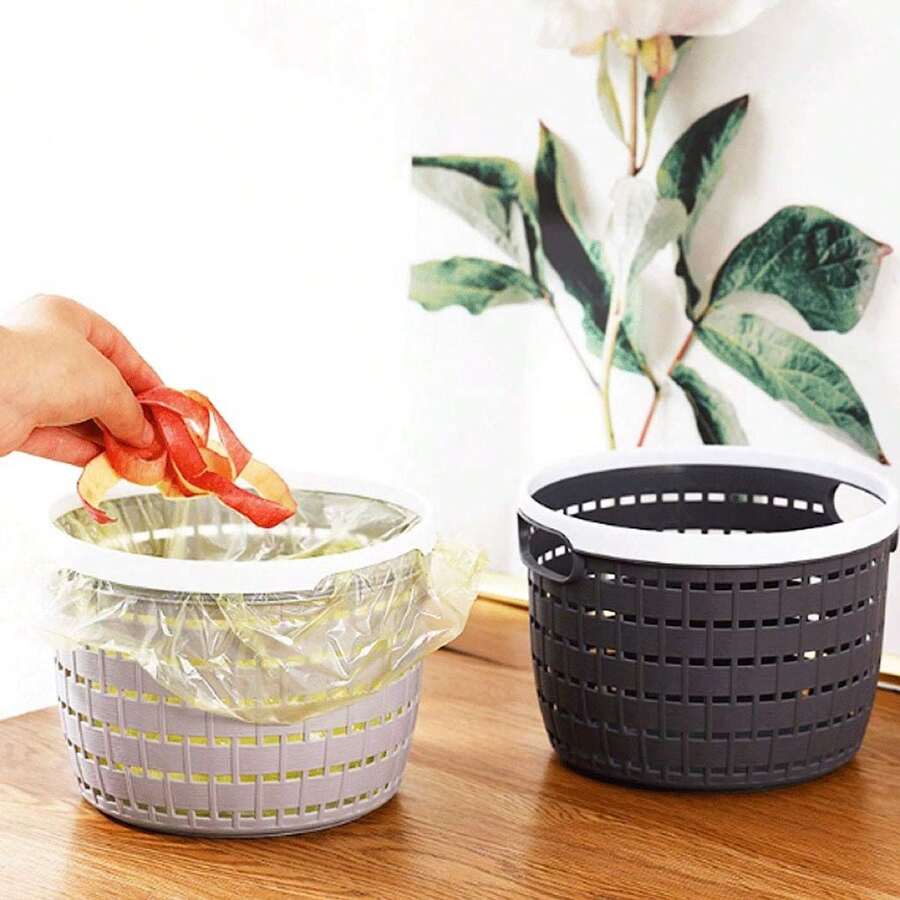 Kinkete 1 Pieza De Cesta de Almacenamiento de Mimbre de Estilo Japonés Caja de Almacenamiento de Escritorio Caja de Almacenamiento de Ropa de Plástico - Gris Oscuro - Ver 1