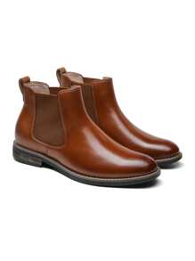 Men's Suede Leather Chelsea Boots Ankle Boots  Round Toe, Low Heel, Mid-Cut, All-Match Ankle Boots - NÂU-PU - Xem 11