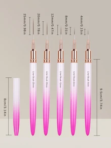 Nail Drawing Pen Set,5 PCS Metal Handle Nail Art Pen Brush,Nail Design Brush,Painting Drawing Liner Nail Tools,For Home Use And Professional Nail Salon