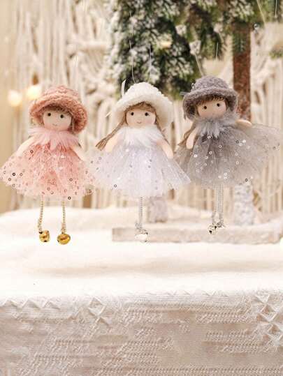 1pc Christmas Decorations Christmas Tree Pendants Holiday Gifts Sequined Tulle Skirt Angel Pendant Cute Bow Hat Tulle Skirt Angel,Christmas Tree Decorations Christmas Ornaments,Christmas Atmosphere Decoration Props, Christmas Decorations Gift, Wedding Birthday Party Holiday Decorations, Christmas Decor, Room Decor, Home Decor Winter