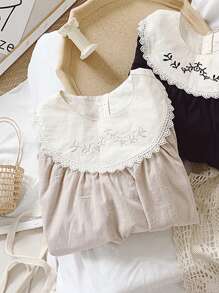 1 pièce Robe de princesse style palais vintage brodée pour les filles, automne