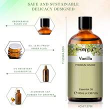 1 pieza 100ml/3.38fl.Oz Aceite esencial de vainilla PHATOIL para difusores, humidificadores, aromaterapia pura y natural, masaje, baño y relajación