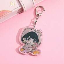 1 móc khóa ba lô bằng thép không gỉ và acrylic màu xanh dễ thương Anime, quà tặng ngày lễ Halloween - Xem 4