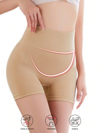 1 件 3D 蜂窝无缝高腰瘦身收腹短裤，夏季薄款提臀紧身裤，塑身内裤，防滑防卷，女式短裤