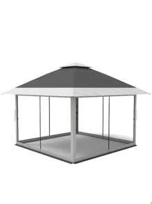 12 X 12 Instant Pop Up Gazebo Canopy Tent Shelter With Netting 4 Stanbags Outdoor Shelter Instant Gazebo Tent For Lawn,Garden,Backyard,Deck - Xám - Xem 3