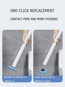 FoBianJie 全新一次性马桶刷，带可拆卸替换头，黄色/蓝色/紫色替换头浴室装饰秋季装饰