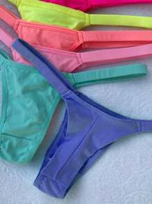 Kit 10 Double String Panties Microfiber Bikini Premium Intimates Thong With Straps Women's Lingerie - 彩色 - 查看 2