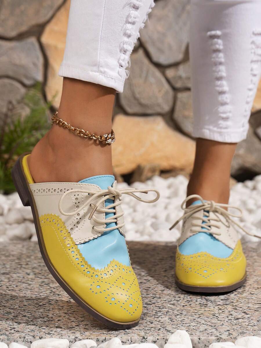 Women's Fashion Color-Block Hollow-Out Thin Sole Non-Slip Breathable Sandals