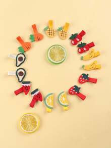 16pcs Baby Embroidered Fruit Hair Clips, Full Coverage Design To Protect Delicate Skin, For Daily Use - Multicolor - View 3