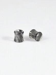 1 Paar acryl grau-rauch einfarbige Doppelflanschen Ohr Tunnel Stretcher 8mm-25mm, Körperschmuck für Frauen und Männer - Wie im Bild gezeigt - Übersicht 8