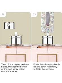 1个高档水钻镶嵌香水分装真空按压设计补水小样瓶5ml化妆旅行迷你喷雾瓶香水瓶