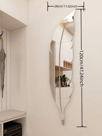 1 PIEZA Espejo de pluma, espejo para pegar en la pared, decoración de letras para el hogar, espejo decorativo de pared, espejo decorativo para dormitorio familiar, pasillo, fijación tridimensional fuerte para pegar en la pared, regalo decorativo de pared para cumpleaños, graduación, decoración de pared, espejo de pared, espejo para habitación, decoración del hogar, decoración de baño, decoración de sala de estar