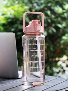 1 chai nước cầm tay có nhãn dán đồ họa hoạt hình - Hồng - Xem 4