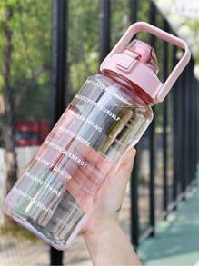 1 chai nước cầm tay có nhãn dán đồ họa hoạt hình - Hồng - Xem 1