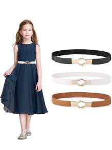 Cinto elástico para meninas, cinto de uniforme escolar com fivela simples e fácil, cinto decorativo para combinar com saias - Multicolorido - Ver 2