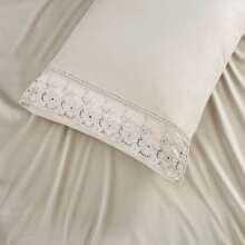 200 Thread Count Percale Sheet Set, Double, 4-Piece Lace Pattern, Embroidered - Rơm - Xem 2