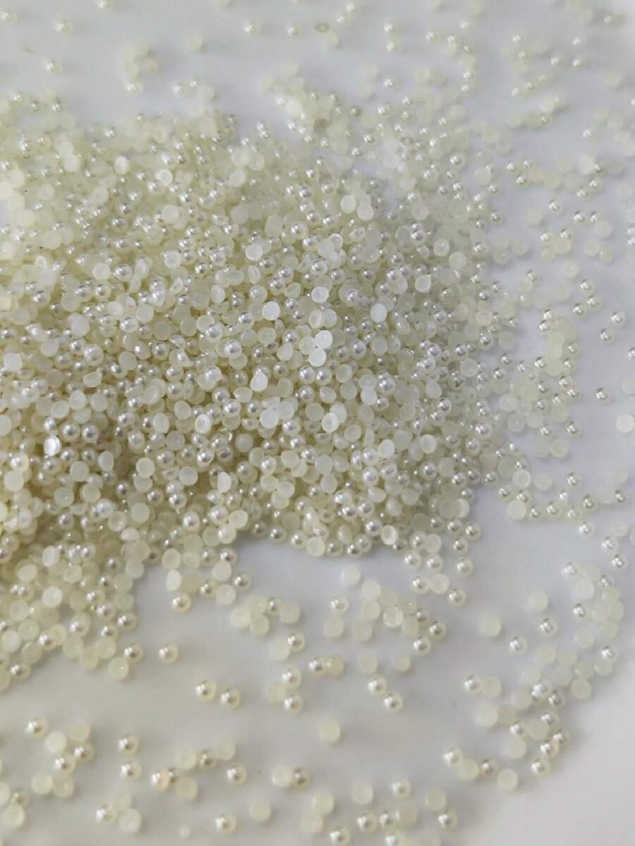 Micro Half Pearl 2mm Cream Color Nail Art Nail Jewel Crafts Biscuit Nail Decoration 600 Pieces - 米色 - 查看 1